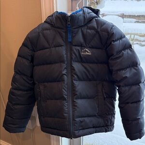 L.L. Bean Little Kids Down Jacket - Dark Grey and Blue